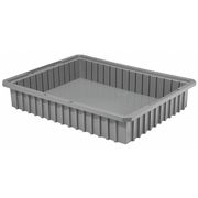 Akro-Mils Divider Box, Gray, Industrial Grade Polymer, 22 3/8 in L, 17 3/8 in W, 4 in H 33224GREY