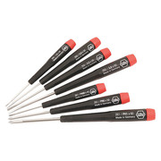 Wiha Precision Screwdriver Set, Phillips/Slotted Tip, 1/16 in, 1/8 in, 3/32 in, 5/64 in Tip Size, 7-Piece 26197