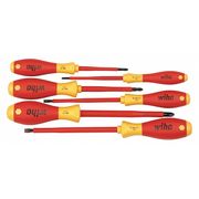 Wiha Insulated Screwdriver Set, Slotted/Phillips Tip, Alloy Steel with Cushion Grip, 6-Piece 32092