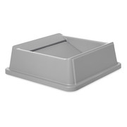 Rubbermaid Commercial 35 gal, 50 gal Swing Trash Can Lid, 20 1/4 in W/Dia, Gray, Resin, 1 Openings FG266400GRAY