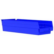 Akro-Mils 20 lb Shelf Storage Bin, Plastic, 6 5/8 in W, 4 in H, Blue, 17 7/8 in L 30138BLUE