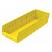 Zoro Select 20 lb Shelf Storage Bin, Plastic, 6 5/8 in W, 4 in H, Yellow, 17 7/8 in L 30138YELLOBLANK