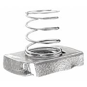 Zoro Select Channel Spring Nut, 1/4"-20 Size, 1/4 in Bolt Size, Steel, Galvanized, Silver, 25 PK V200 1/4
