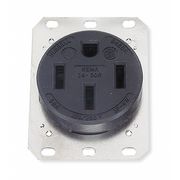 Hubbell Straight Blade Receptacle, 1 Outlet, NEMA 14-50R, 50 A, 125/250V AC, 3 Poles, 4 Wires, Black HBL9450A