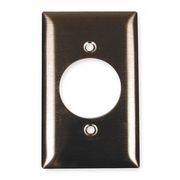 Hubbell Single Receptacle Wall Plates and Box Cover, Number of Gangs: 1 Stainless Steel, Brushed Finish SS720