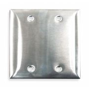 Hubbell Blank Box Mount Wall Plates, Number of Gangs: 2 Stainless Steel, Brushed Finish, Chrome SS23