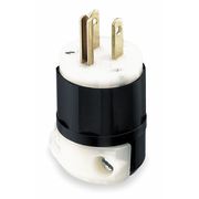 Leviton Industrial Straight Blade Plug, 2-Pole, 15 A, 125V AC, 5-15P, Screw Terminal, Black/White 5266-C