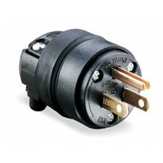 Leviton Commercial Straight Blade Plug, 2-Pole, 15 A, 125V AC, 5-15P, Screw Terminal, Black 515PR