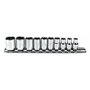 Proto 1/4" Drive Socket Set SAE 10 Pieces 3/16 in to 9/16 in , Full Polish J47106