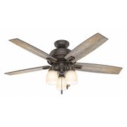 Hunter Decorative Ceiling Fan, 52" Blade Dia., 1 Phase, 120 53336