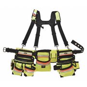 Bucket Boss Tool Belt, Framer Rig, Hi-Vis, 3 Bag, 1680 Heavy Duty Poly Fabric, 29 Pockets 55185-HVOY