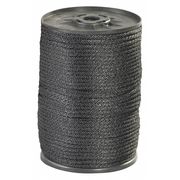 Partners Brand Solid Braided Nylon Rope, 1/4", 1,150 lb, Black, 500'/Case TWR120