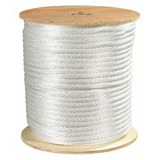 Partners Brand Solid Braided Nylon Rope, 1/2", 3,900 lb, White, 500'/Case TWR122