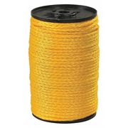 Partners Brand Hollow Braided Polypropylene Rope, 1/4", 1,000 lb, Yellow, 1000'/Case TWR114