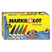 Marks-A-Lot Pen Dry Erase Markers, Assorted, PK24 29860