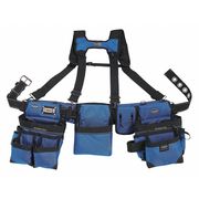 Bucket Boss Tool Belt, Framers Rig, 3 Bag, Royal Blue, Royal Blue, 1680 Heavy Duty Poly Fabric, 29 Pockets 55185-RB