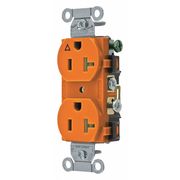 Zoro Select Receptacle, 20 A Amps, 125V AC, Flush Mount, Standard Duplex Outlet, 5-20R, Orange CR20IG