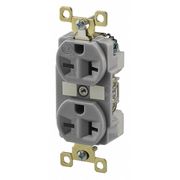 Zoro Select Receptacle, 20 A Amps, 250V AC, Flush Mount, Standard Duplex Outlet, 6-20R, Gray 5462GRY