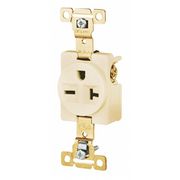 Zoro Select Receptacle, 20 A Amps, 250V AC, Flush Mount, Single Outlet, 6-20R, Ivory 5461I