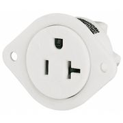 Zoro Select Flanged Receptacle, 20 A Amps, 125V AC, Panel Mount, Single Outlet, 5-20R, White 5379
