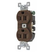 Zoro Select Receptacle, 15 A Amps, 125V AC, Flush Mount, Standard Duplex Outlet, 5-15R, Brown 5262BN