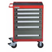 Proto 560 Series Rolling Tool Cabinet, 6 Drawer, Red/Gray, Steel, 30 in W x 21-1/2 in D x 42-1/2 in H J563042-6SG