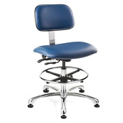 Bevco Blue Vinyl Cleanroom Chair w/ tilt, ISO 6, 22-32" St. Ht. 4551C3-BL