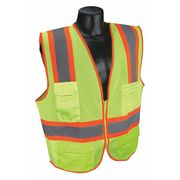 Condor High-Visibility Vest, Type R, ANSI Class 2, U-Block, Silver Stripe, Zipper, Mesh Polyester, Lime, XL 53YM35