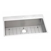 Elkay Sink, Drop-in, Undermount Mount, FR2 Hole, Polished Satin Finish ECTSRS33229TBGFR2