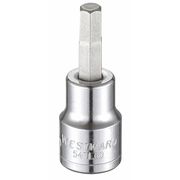 Westward 3/8 in Drive Hex Socket Bit Metric 6 mm Tip, 1 3/4 in L 54TL60