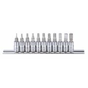 Westward 1/4" Drive Socket Bit Set, Metric, 16 pcs 54TM03