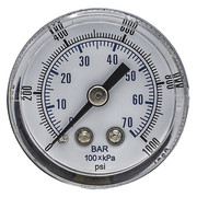 Pic Gauges Pressure Gauge, 0 to 1000 psi, 1/8 in BSPT, Black SEP-102D-158M-BSPT