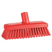 Vikan 3 in W Deck and Wall Brush Head, Stiff, Not Applicable L Handle, 8 57/64 in L Brush, Red 70424