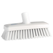 Vikan 3 in W Deck and Wall Brush Head, Stiff, Not Applicable L Handle, 8 57/64 in L Brush, White 70425