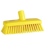 Vikan 3 in W Deck and Wall Brush Head, Stiff, Not Applicable L Handle, 8 57/64 in L Brush, Yellow 70426