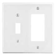 Hubbell Toggle Switch/Rocker Wall Plate, Number of Gangs: 2 Plastic, Smooth Finish, White P126W