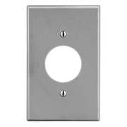 Hubbell Single Receptacle Wall Plate, Number of Gangs: 1 Plastic, Smooth Finish, Gray P7GY