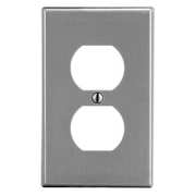 Hubbell Duplex Receptacle Wall Plate, Number of Gangs: 1 Plastic, Smooth Finish, Gray P8GY