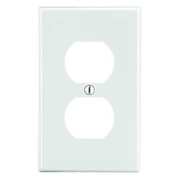 Hubbell Wiring Device-Kellems Duplex Receptacle Wall Plate, Number of Gangs: 1 Plastic, Smooth Finish, White P8W