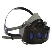 3M Half Mask Respirator, Silicone, Gray, Mask Size: L HF-803SD