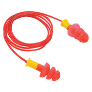 Condor Condor Reusable TPE Ear Plugs, Flanged Shape, 25 dB, Red/Yellow, 50 PK 55PD66