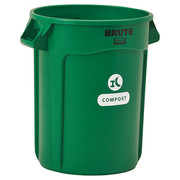 Rubbermaid Commercial 32 gal Round Refuse and Compost Can, Open Top, Green, 1 Openings 2060854