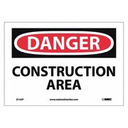 Nmc Danger Construction Area Sign, 7 in Height, 10 in Width, Pressure Sensitive Vinyl D132P