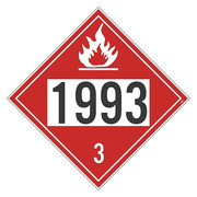 Nmc Dot Placard Sign, 1993 3, Flammable Liquid, DL40BP DL40BP