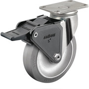 Colson 4" X 1-1/4" Non-Marking Rubber Performa (Flat) Swivel Caster, Side Brake, Loads Up To 300 lb 2.04456.444 BRK2