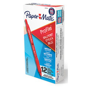 Paper Mate Ballpoint Pens, Textured, Plastic, Red, PK12 2095454