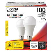 Feit Electric LED, 17.7 W, A21, Medium Screw (E26), PK2 OM100/930CA10K/2
