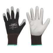 Condor Coated Gloves, Polyurethane, Nylon, Smooth, ANSI Abrasion Level 3, Gray/Black, Large, 1 Pair 56JK84