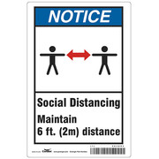 Condor Social Distancing  Sign, 10" W x 7" H, English, Aluminum, Blue, White HWN818A1007