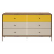 Manhattan Comfort Double Dresser, 6 Extn Drawers, Yellow, 59" 350593